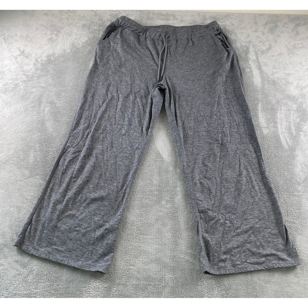 Athletic Works Womens XXXL 22 Gray Space Dye Wide Leg Lounge Pants Drawstring‎